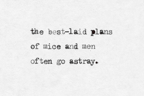 the best-laid plans of mice and men often go astray.