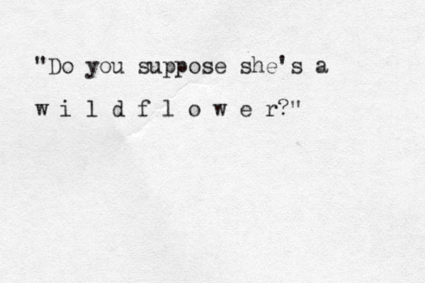 "Do you suppose she's a w i l d f l o w e r? " 