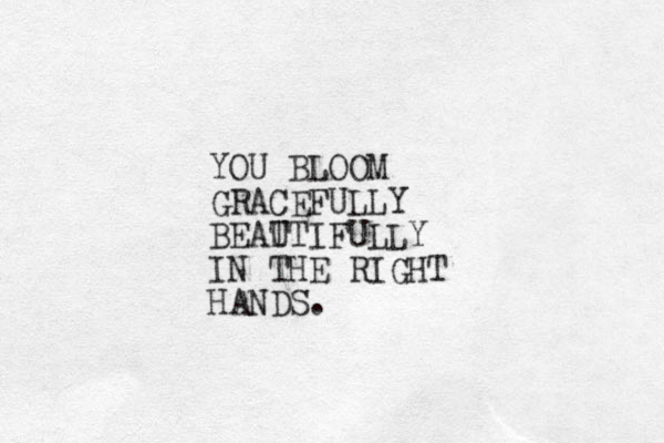 YOU BLOOM GRACEFULLY BEAT UTIFULLY IN THE RIGHT HANDS.