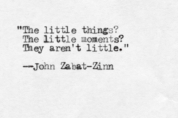 "The little things? The little moments? They aren't little." --John Zabat-Zinn