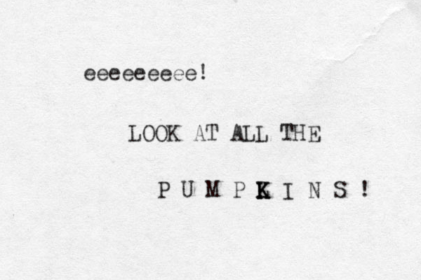 eeeeeeeee! LOOK AT ALL THE P U M P L K K K I N S ! 