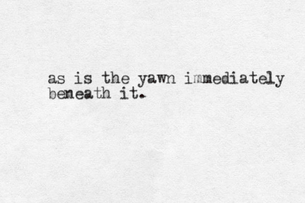 as is the yawn immediately beneath it.