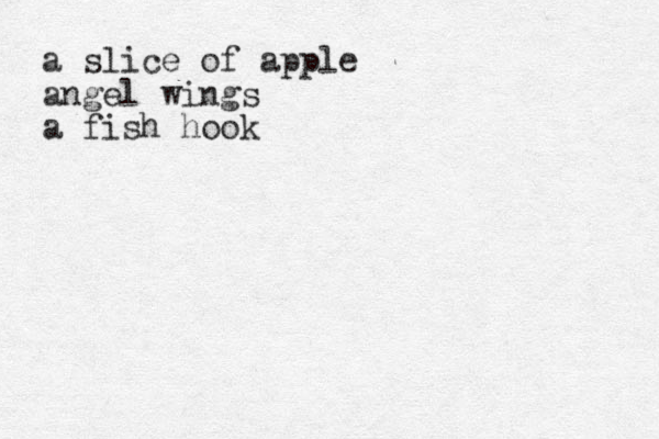 a slice of apple angel wings a fish hook
