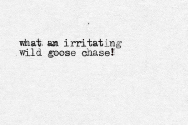 what an irritating wild goose chase!