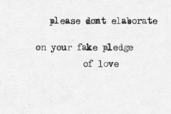 please dont elaborate on your fake pledge of love