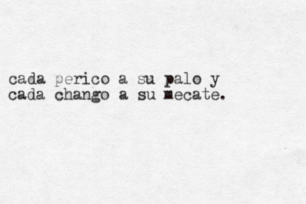 cada perico a su palo y cada chango a su mecate. 