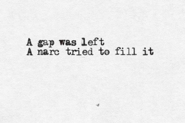A gap was left A narc tried to fill it