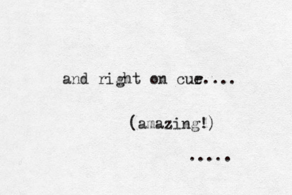 and right on cur e.... (amazing!) .....