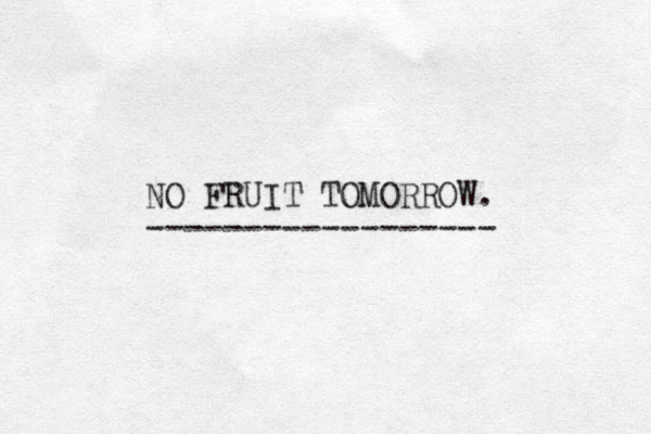NO FRUIT TOMORROW. ------------------ 