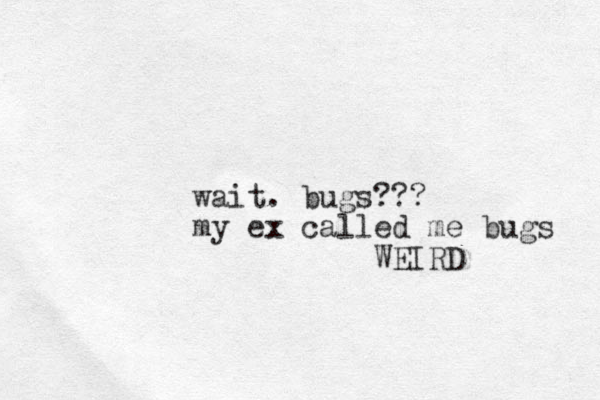 wait. bugs??? my ex called me bugs WEIRD 