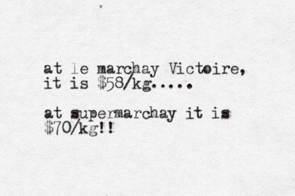 at le marchay Victoire, it is $58/kg..... at supermarchay it is $70/kg!! 
