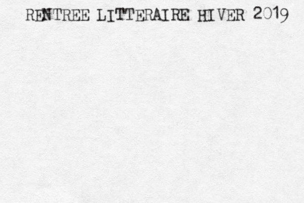 RENTREE LITTERAIRE HIVER 2019 
