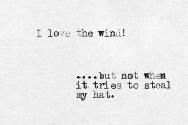 I love the wind! ....but not when it tries to steal my hat.