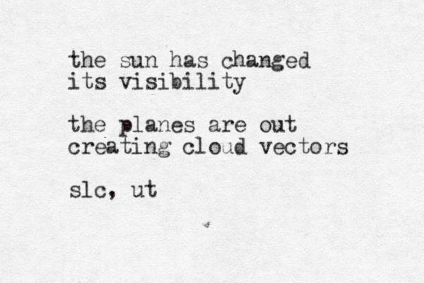 the sun has changed its visibility the planes are out creating cloud vectors slc, ut