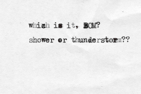 whixh is it c m , B BOM? shower or thunderstorm?? 