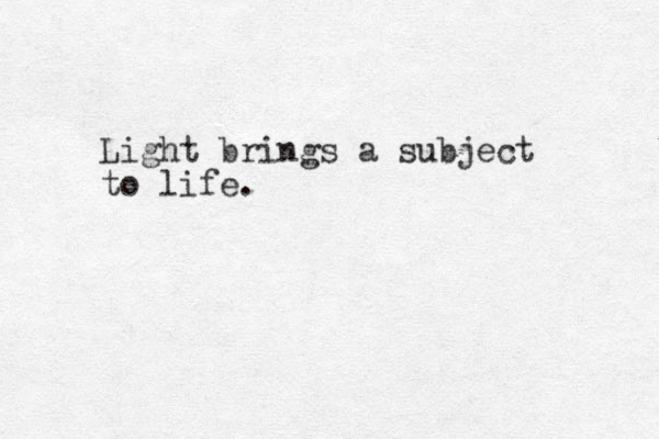 Light brings a subject to life.