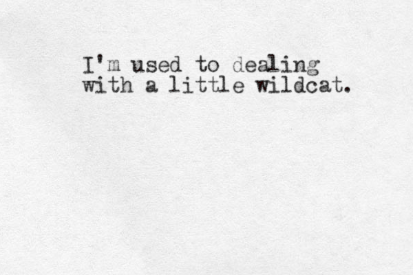I' m used to dealing with a little wildcat. 
