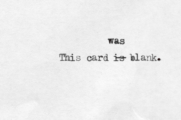 This card is blank. -- was 