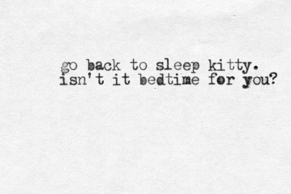 go back to sleep kitty. isn't it bedtime for you? 