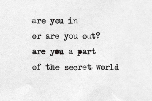 are you in or are you out? are you a part of the secret world