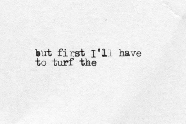 but first I'll have to turf the