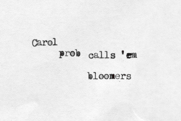 bloomers Carol prob calls 'r em 