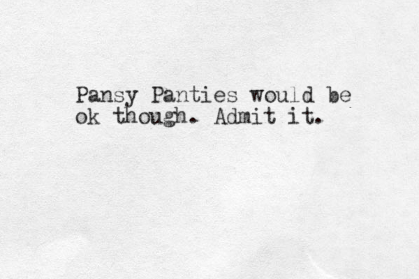 Pansy Panties would be ok though. Admit it. 