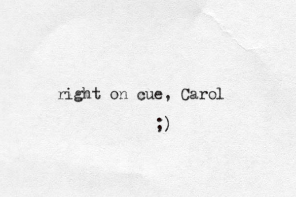 right on cue, Carol ;)