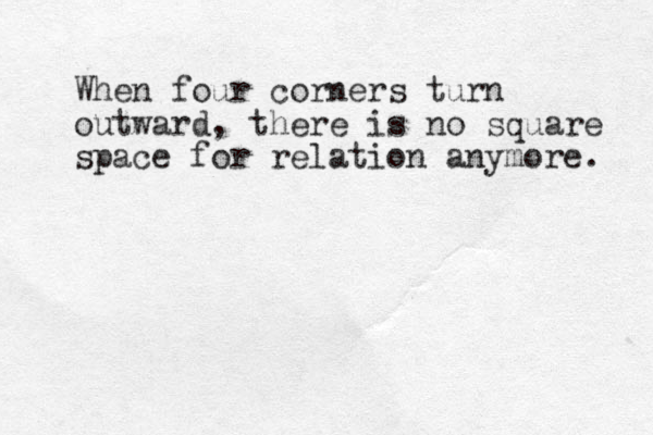 When four corners turn outward, there is no square space for relation anymore. 