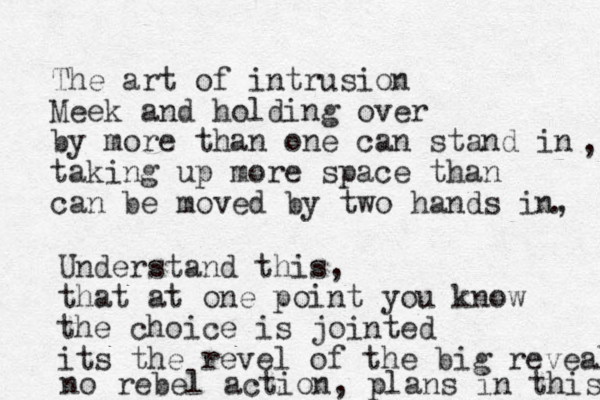 The art of intrusion Meek and holding over by more than one can stand in taking up more space than can be moved by two hands in, , . Understand this, that at one point you know the choice is jointed its the revel of the big reveal no rebel action, plans in this 