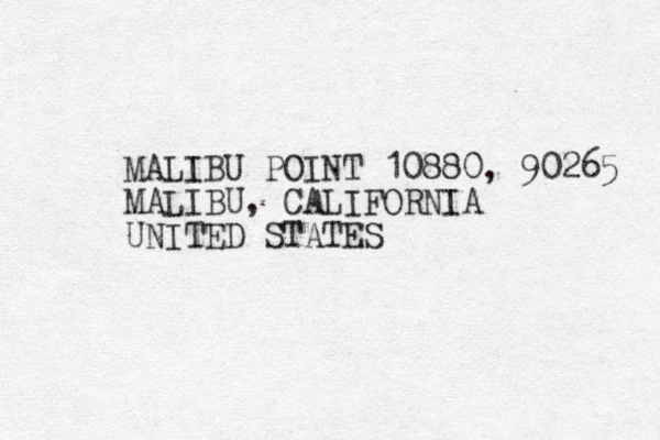 MALIBU POINT 10880, 90265 MALIBU, CALIFORNIA UNITED STATES