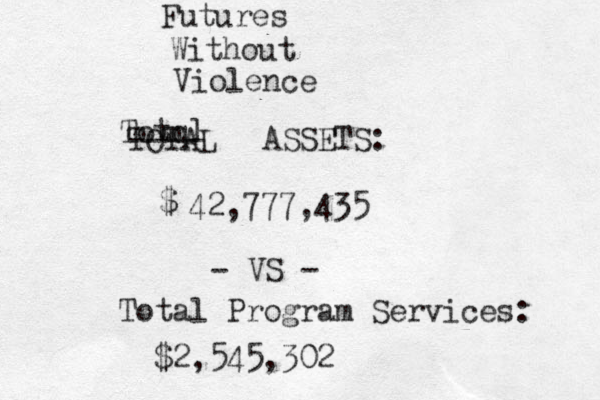 Futures Without Violence Totql ---- TOTAL ASSETS: 42,777,435 $ VS - - Total Program Services: $2,545,302 