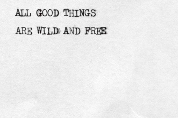 ALL GOOD THINGS ARE WILD AND FREE