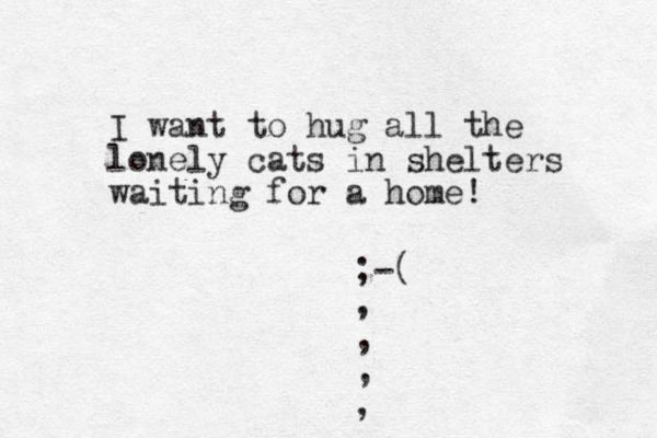 I want to hug all the lonely cats in shelters waiting for a home! ;-( , , , , , 