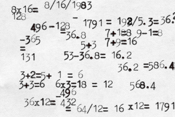 496 -365 = 131 3+2=5+ 1 = 6 3+3=6 6x3=18 = 12 36x12= 432 496 - = 64/12= 16 x12= 1791 1791 7+18 =8 9-1=8 7+9=16 8/16/1983 - = 193 2 2 2 2/5.3= 36. 2 8x16= 128 -128 = 36.8 5+3 53-36.8= 16.2 36.2 =586.4 568.4 