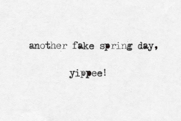another fake spring day, yippee!