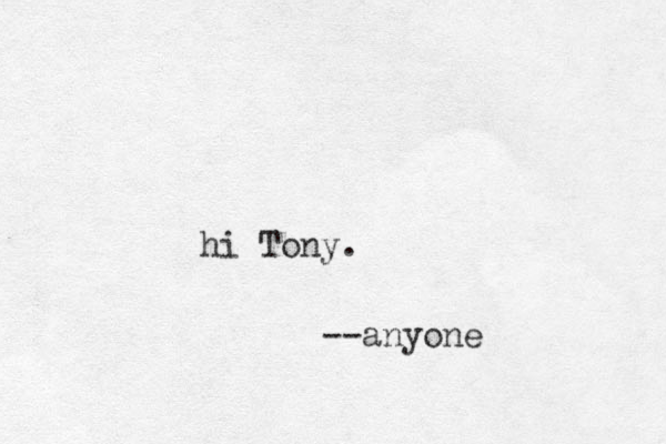 hi Tony. --anyone