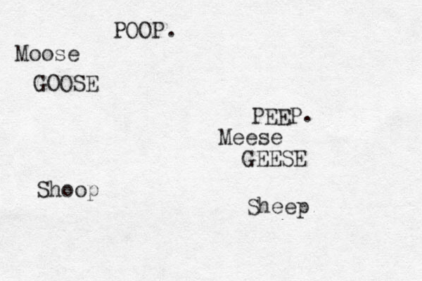 POOP PEEP . . Moose Meese GOOSE GEESE Shoop Sheep 
