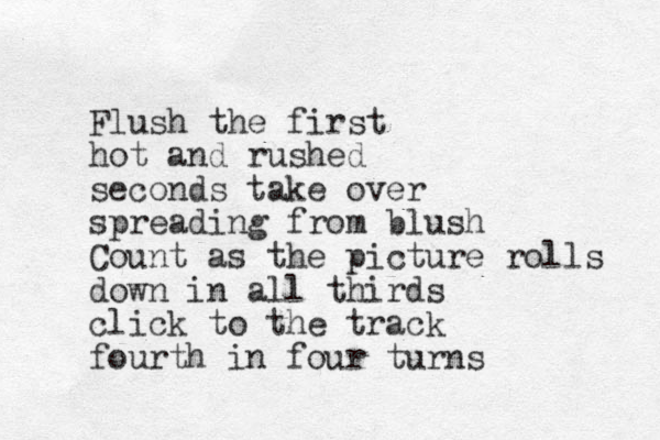 Flush the first hot and rushed seconds take over spreading from blush Count as the picture rolls down in all thirds click to the track fourth in four turns