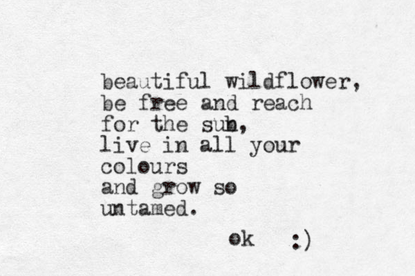 beautiful wildflower, be free and reach for the sub n, live in all your colours and grow so untamed. ok :)