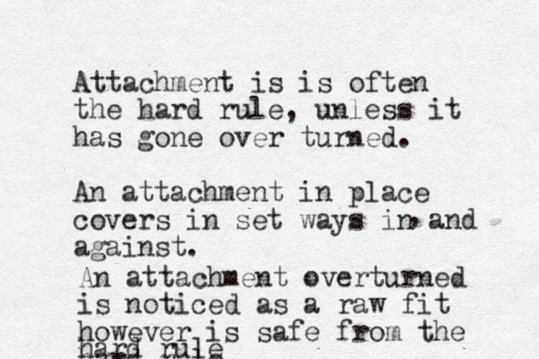 Attachment is is often the hard rule, unless it has gone over turned. An attachment in place covers in set ways in and against. , An attachment overturned is noticed as a raw fit however is safe from the hard rule rule hard