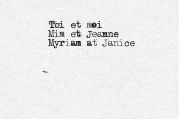 Toi et moi Mim et Jeanne Myriam at Janice 