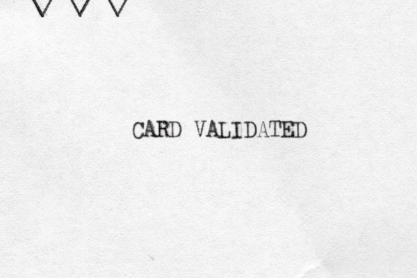 \/ \/ \/ CARD VALIDATED 