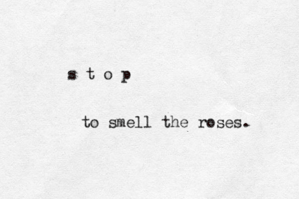 s t o p to smell the roses. 