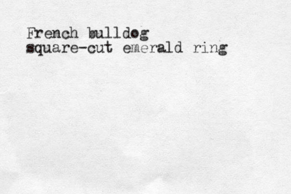 French bulldog square-cut emerald ring 