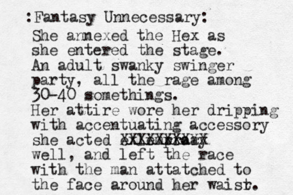 She annexed the Hex as she entered the stage. A n adult swanky swinger party, all the rage among 30-40 somethings. Her attire wore her dripping with accentuating accessory she acted exlimprary emrroa XXXXXXXXYX well, and left the race with the man attatched to the face around her waisr t. Fantasy Unnecessary: :