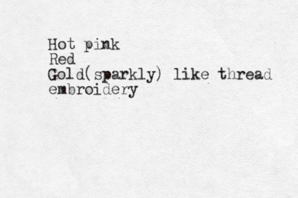 Hot pink Red Gold(sparkly) like thread embroidery