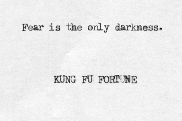 Fear is the only darkness. KUNG FU FORTUNE 
