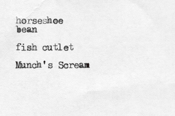 horseshoe bean fish cutlet Munch's Scream