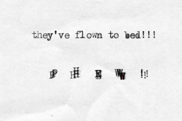 they've flown to bed!!! P H E W ! P H E W ! ! P H E W W ! 